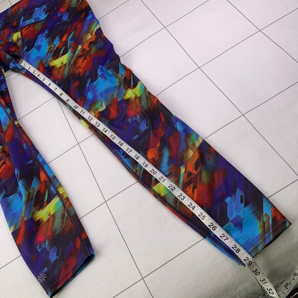 Athleta Leggings Womens Medium Blue Multicolor Colorburst Sonar Athletic Active - Picture 12 of 12
